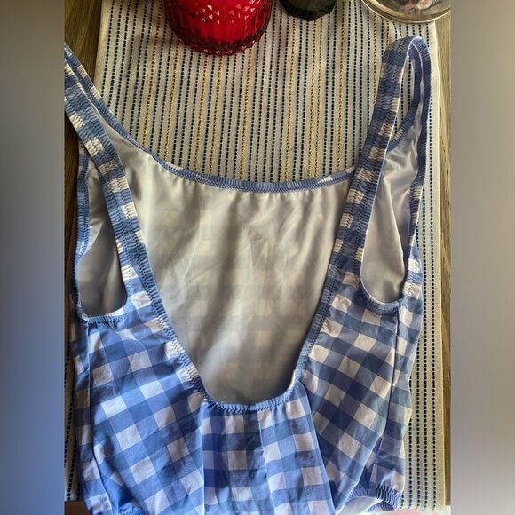J. CREW Swimsuit Womens Size 4 Gingham Check White And Light Blue One Piece - Picture 6 of 13